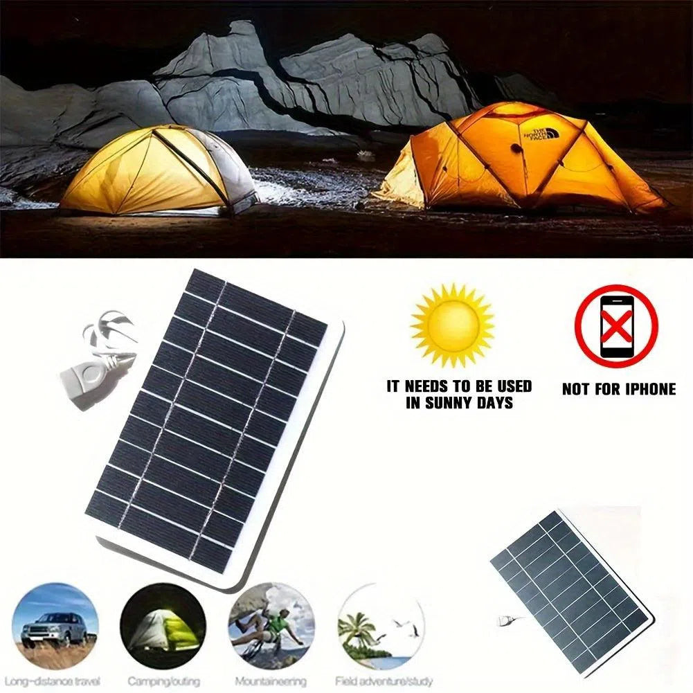 Încărcător solar portabil rezistent la apă, 2W, cu USB 5V