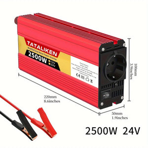 Invertor multifuncțional 2500W-600W pentru mașină, 12V DC la 220V AC, priză auto