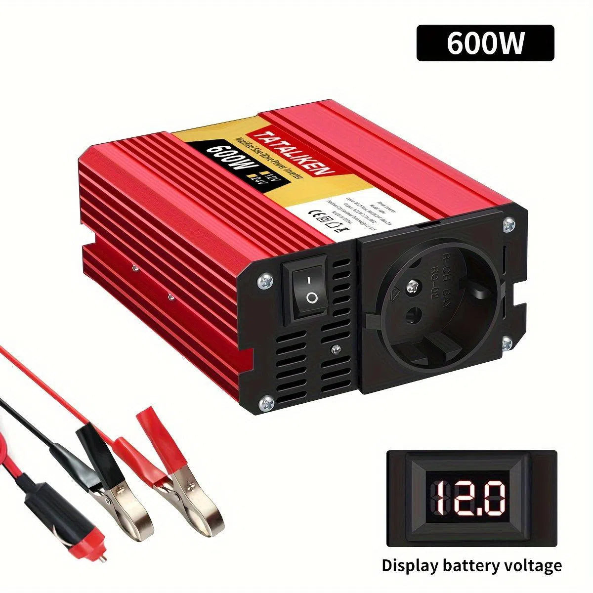 Invertor multifuncțional 2500W-600W pentru mașină, 12V DC la 220V AC, priză auto