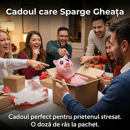 Jucărie Antistres Porcușor Roz Elastic, Material TPR Moale, Design Amuzant cu Cravată, 10x10cm, Cadou Relaxant Copii și Adulți