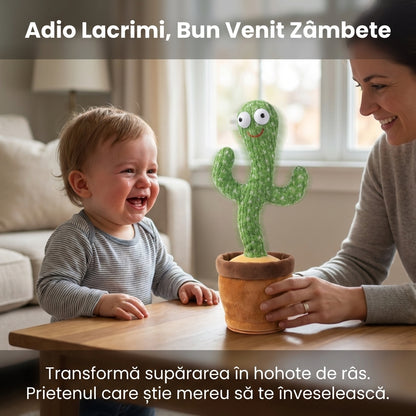 Jucărie Interactivă Cactus Dansator din Pluș, Cântă și Dansează, Alimentare Baterii, Verde