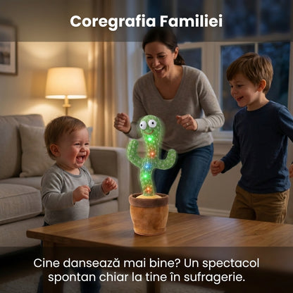 Jucărie Interactivă Cactus Dansator din Pluș, Cântă și Dansează, Alimentare Baterii, Verde