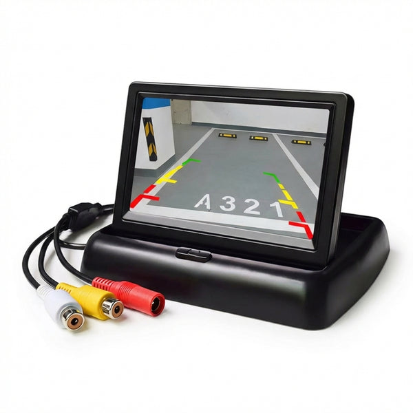 Kit Cameră Marșarier cu Monitor LCD Pliabil 4.3 Inch, 2 Intrări Video, Compatibil 12V/24V, Negru