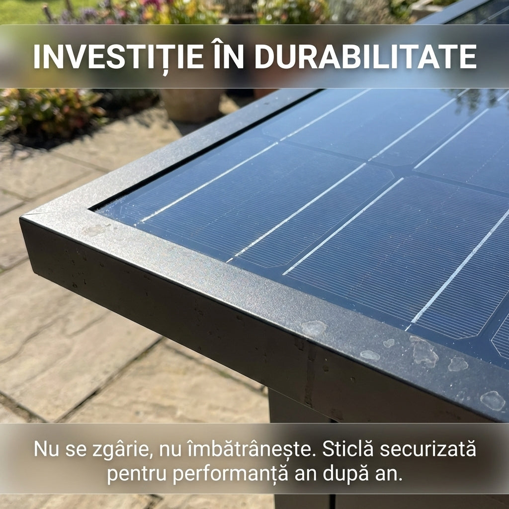 Kit Fântână Solară Premium pentru Grădină, Panou din Sticlă Temperată, Pompă 7V 1.2W, Înălțime Reglabilă