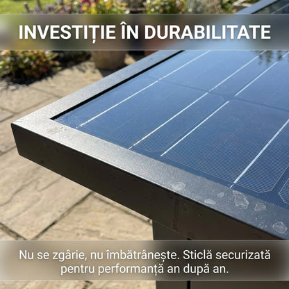 Kit Fântână Solară Premium pentru Grădină, Panou din Sticlă Temperată, Pompă 7V 1.2W, Înălțime Reglabilă