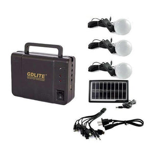 Kit Fotovoltaic cu Panou Solar și Slot USB, GDLite GD-8006A - 3 Becuri LED 3x3W, Acumulator 6V 4Ah