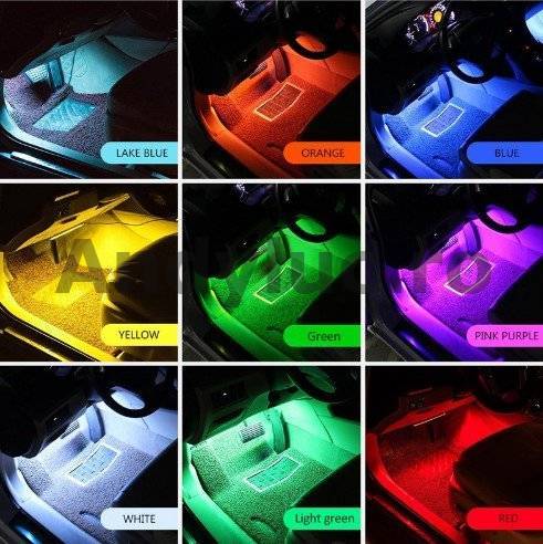 Kit Lumini Ambientale Auto LED RGB cu Telecomandă – Iluminare Interior Auto