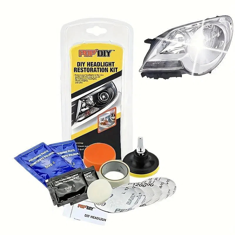 Kit Restaurare Faruri - Set de Reparare și Lustruire Auto cu Pastă de Curățare