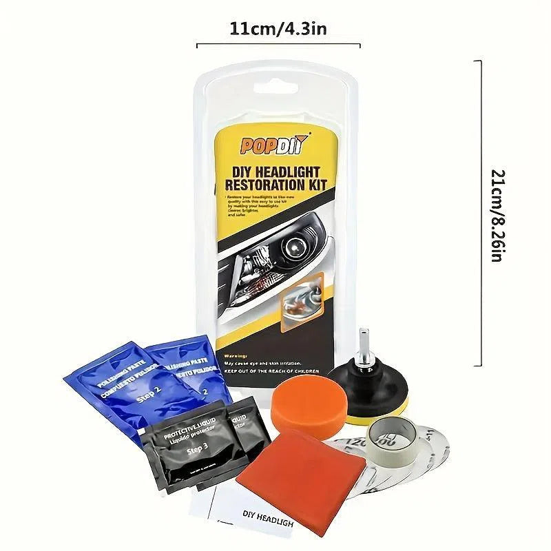 Kit Restaurare Faruri - Set de Reparare și Lustruire Auto cu Pastă de Curățare