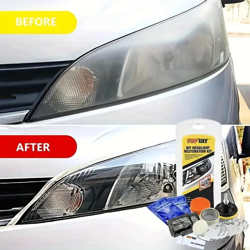 Kit Restaurare Faruri - Set de Reparare și Lustruire Auto cu Pastă de Curățare