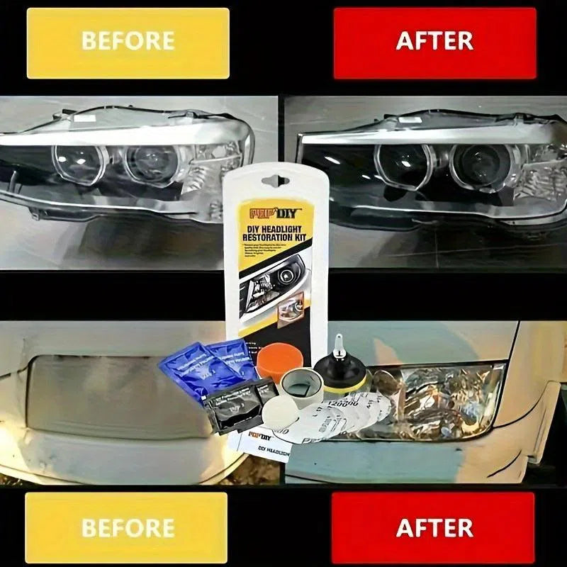 Kit Restaurare Faruri - Set de Reparare și Lustruire Auto cu Pastă de Curățare