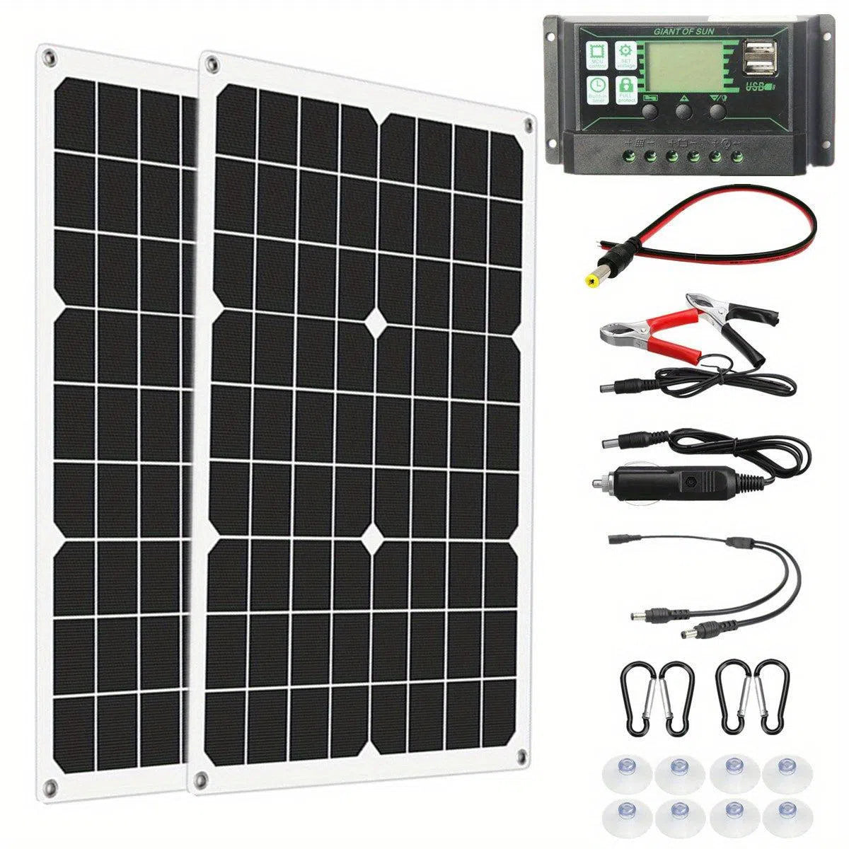 Kit complet de alimentare cu panouri solare, USB dublu 12V/5V, controler solar 60A/100A