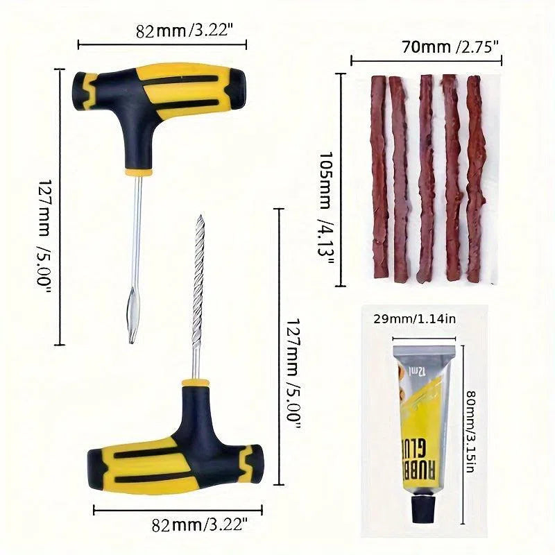 Kit complet de reparare a anvelopelor fără cameră, pentru mașini și motociclete