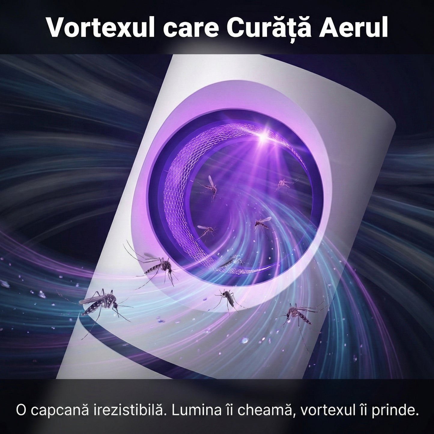 Lampă Anti-Țânțari cu Fotocataliză și Aspirare, Fără Chimicale, Alimentare USB, Acoperire 30mp, Alb