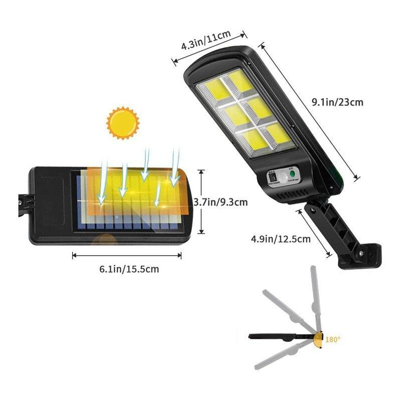 Lampa LED Solară COB 160 LED-uri cu Senzor de Mișcare, Autonomie 12-14 ore, IP65