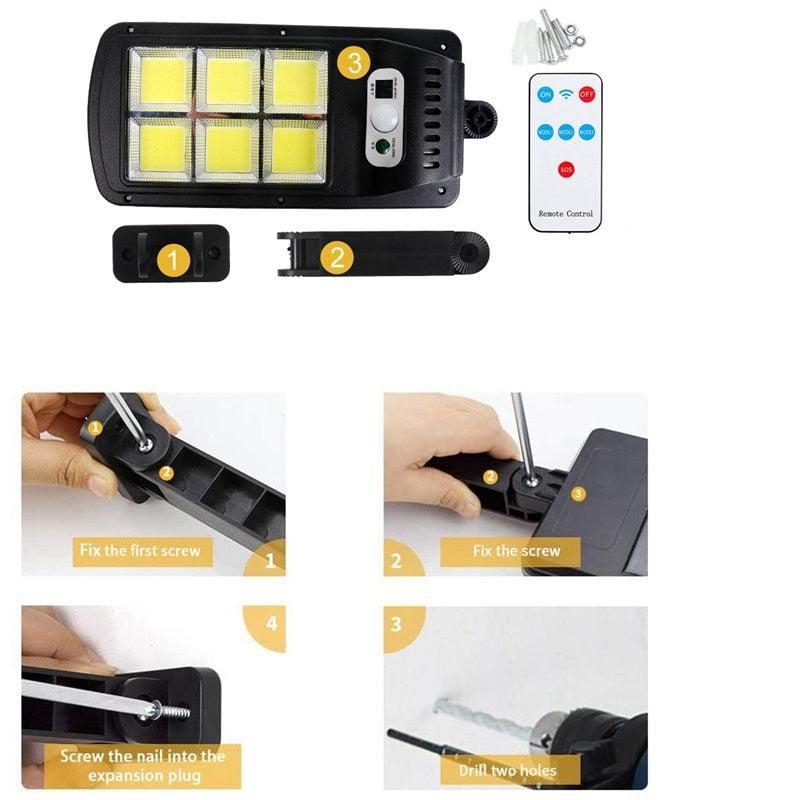 Lampa LED Solară COB 160 LED-uri cu Senzor de Mișcare, Autonomie 12-14 ore, IP65