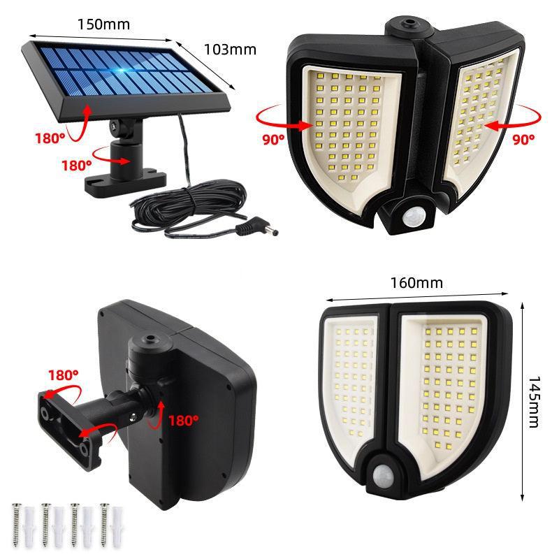 Lampa LED cu încărcare solară, senzor de mișcare 80W, 3 moduri de iluminare și telecomandă