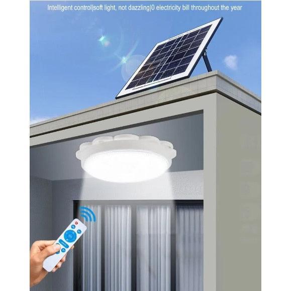 Lampa Solară pentru Terasă Acoperită, 100W, Panou Solar IP67, Telecomandă,