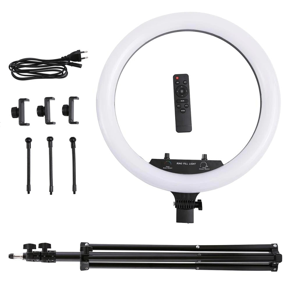 Lampa circulară multicoloră Ring Light RGB, diametru 30/46CM, cu stativ 210CM și 450 LED-uri