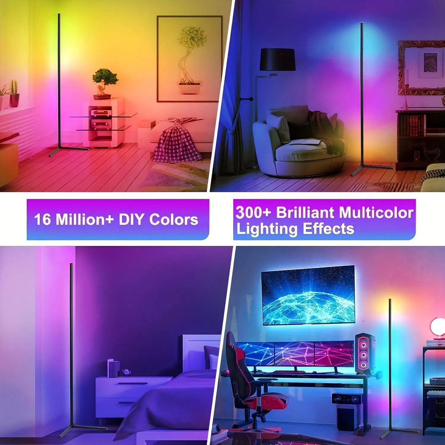 Lampă de Colț cu LED-uri RGB Dreamcolor - Control prin Aplicație și Telecomandă, Sincronizare Muzicală, Ideală pentru Casă, Cameră și Petreceri