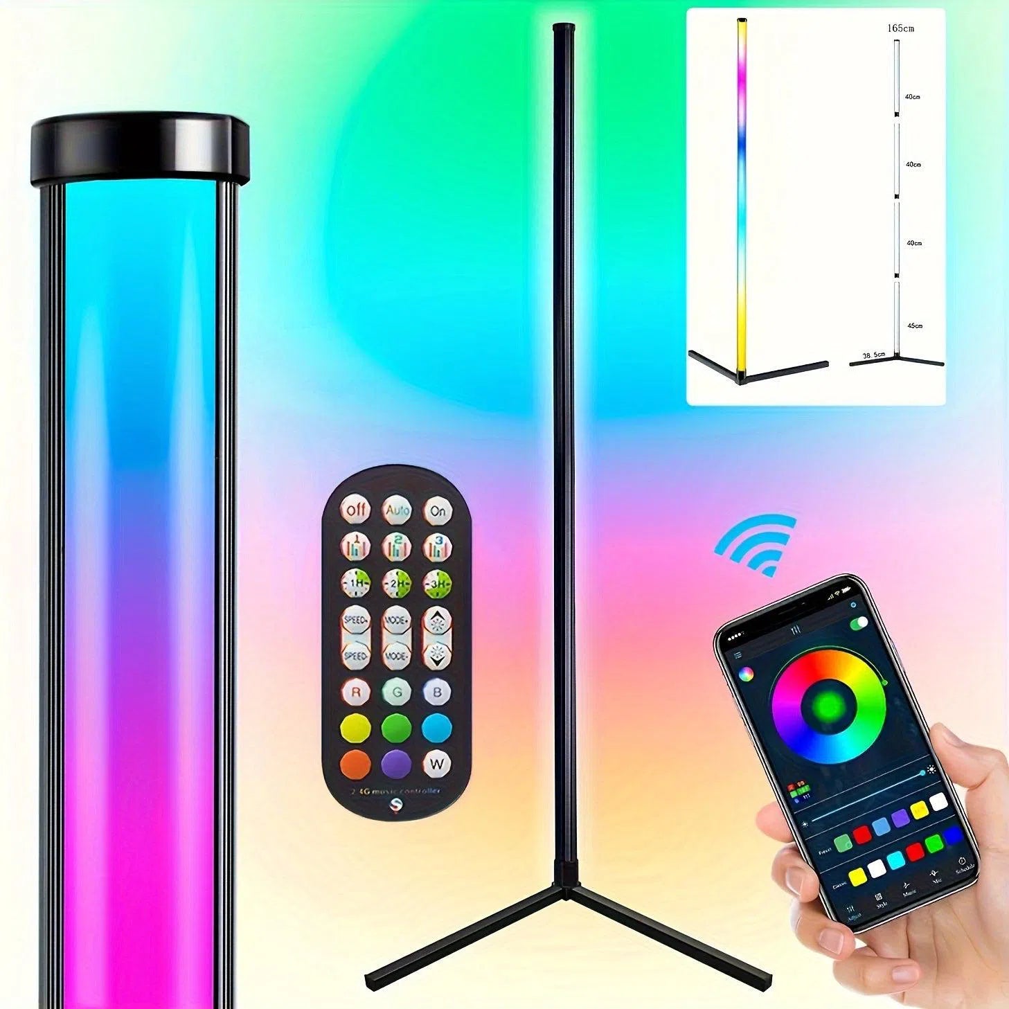 Lampă de Colț cu LED-uri RGB Dreamcolor - Control prin Aplicație și Telecomandă, Sincronizare Muzicală, Ideală pentru Casă, Cameră și Petreceri