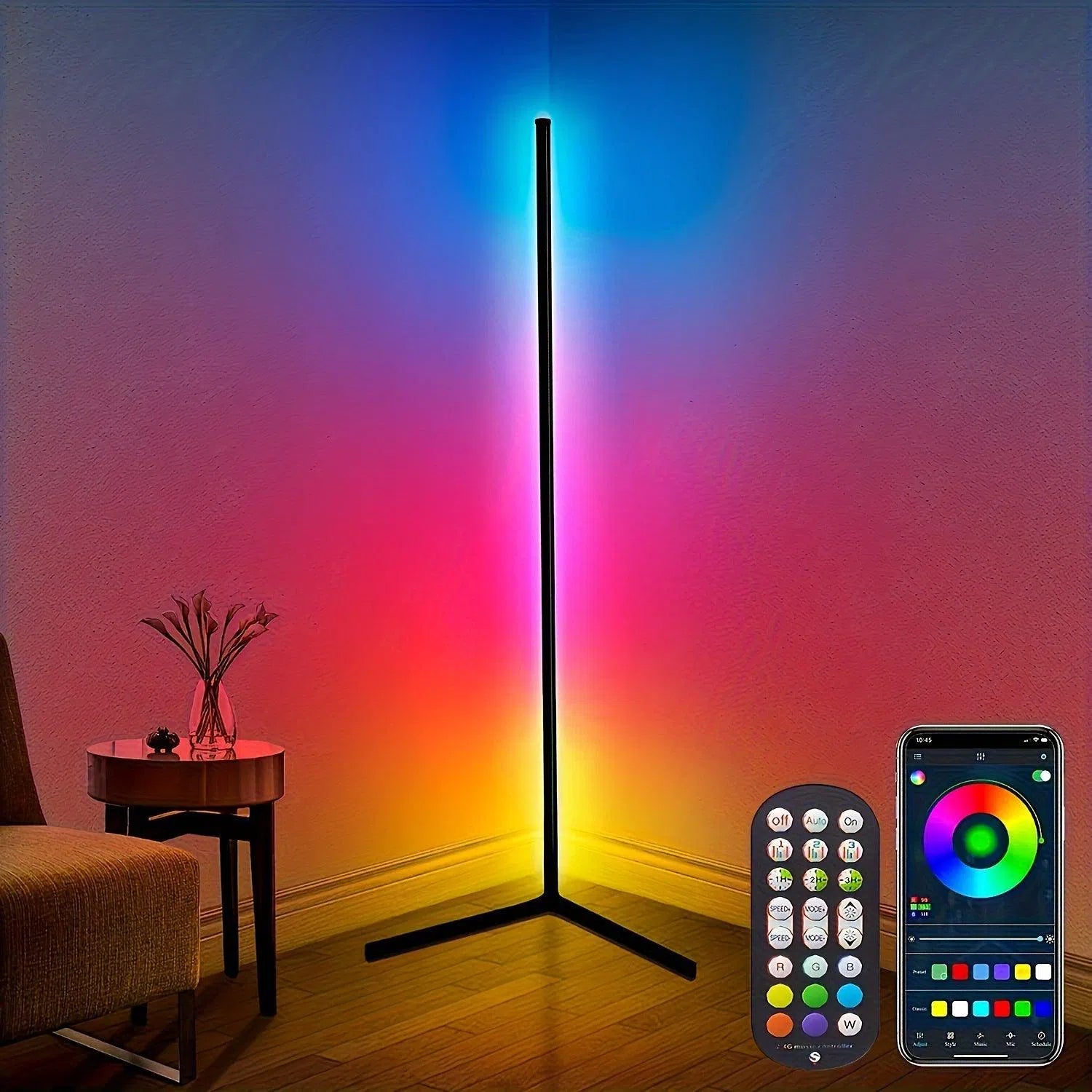 Lampă de Colț cu LED-uri RGB Dreamcolor - Control prin Aplicație și Telecomandă, Sincronizare Muzicală, Ideală pentru Casă, Cameră și Petreceri