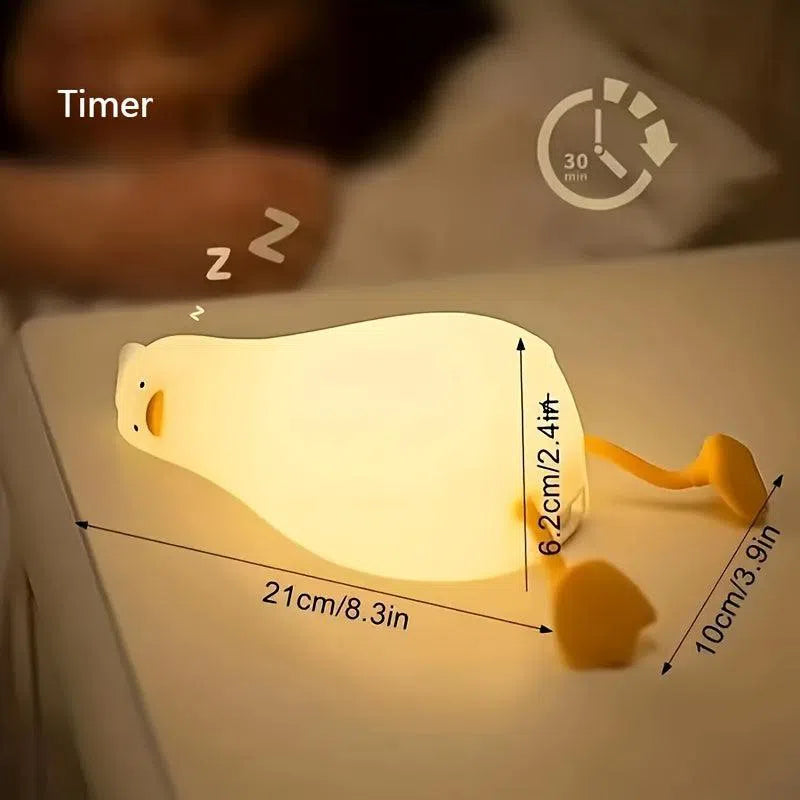 Lampă de noapte drăguță rață, LED, din silicon, cu lumină reglabilă și temporizare