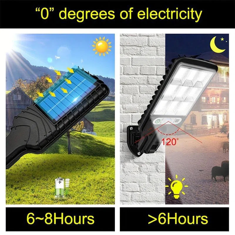 Lampă de perete solară cu senzor de mișcare, 150W, 3 moduri de iluminare pentru exterior