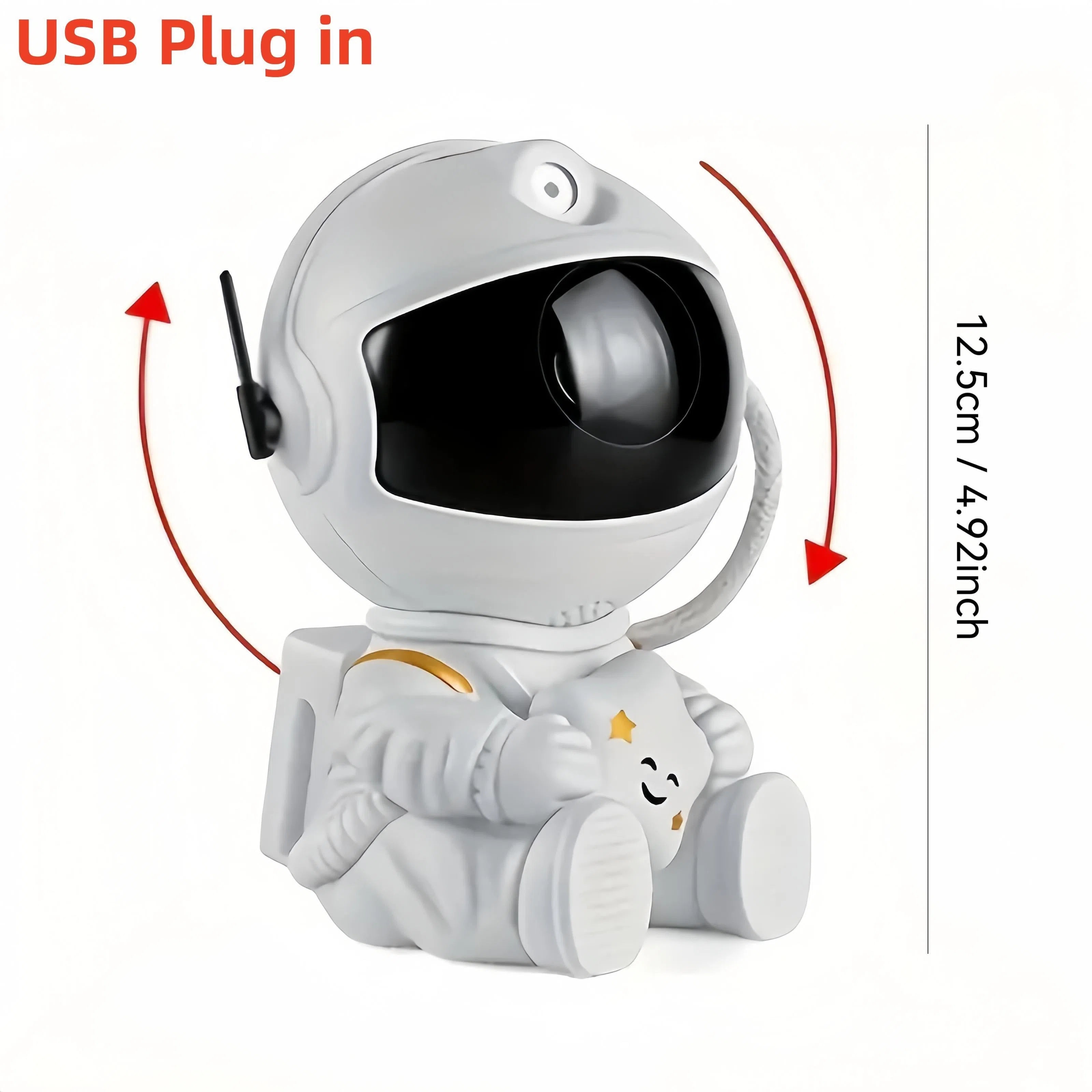 Lampă de veghe Astronaut modernă cu proiector de galaxie, temă spațială, alimentare USB