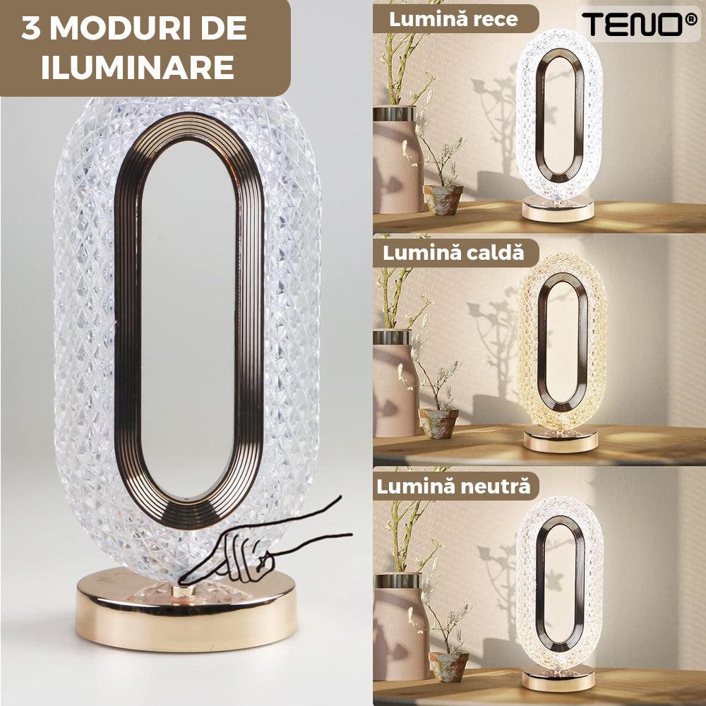 Lampa din Cristal Acrilic cu Buton Tactil și 3 Moduri de Iluminare - Eleganță și Funcționalitate