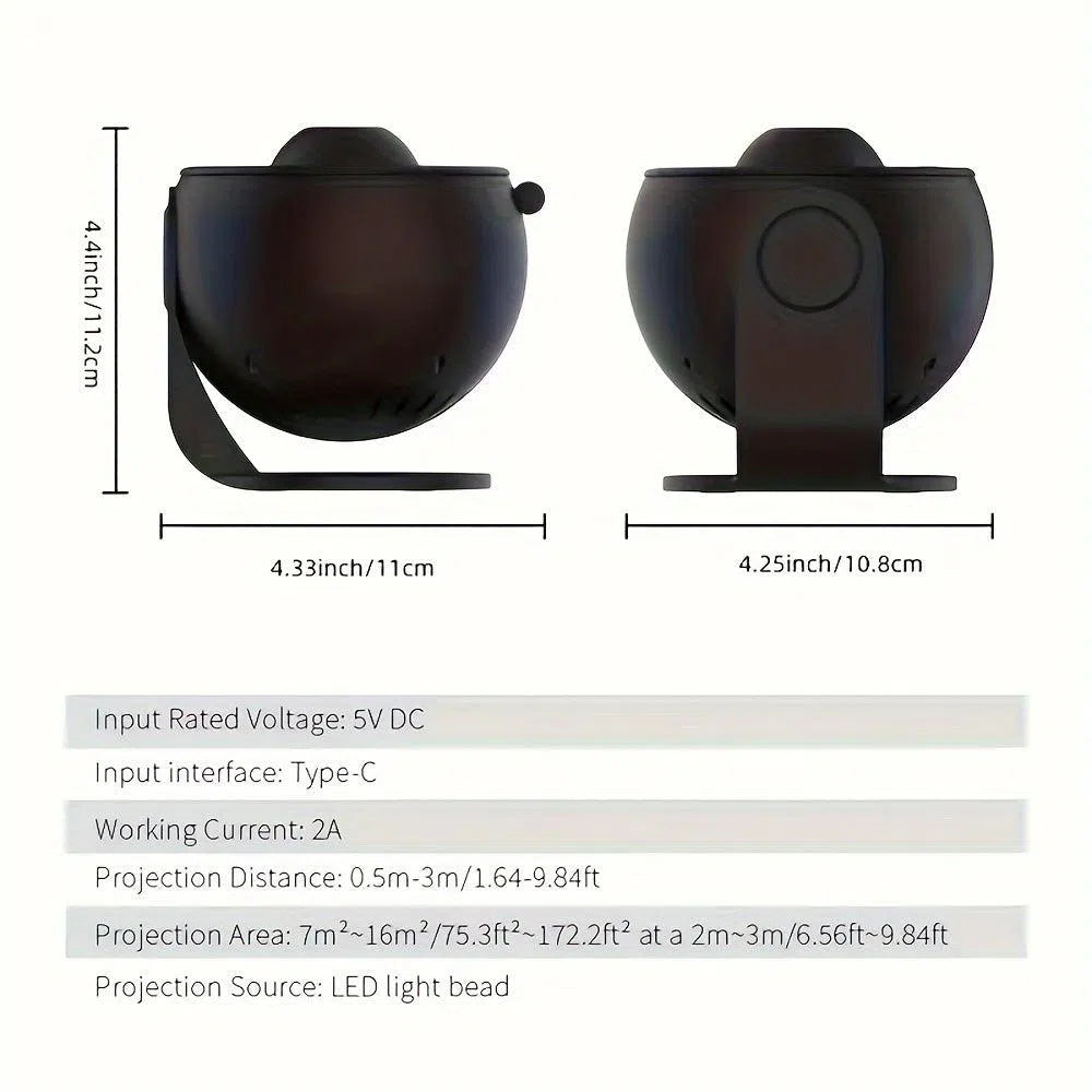 Lampă proiector Univers LED neagră, rotativă, pentru atmosferă interioară