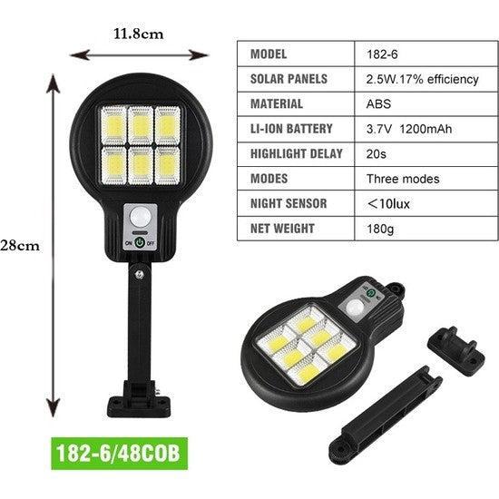 Lampa solară 48 LED COB, 60W cu senzor de mișcare și telecomandă inclusă