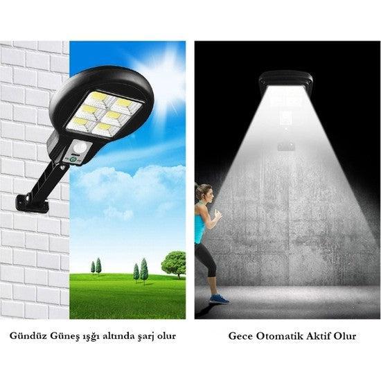 Lampa solară 48 LED COB, 60W cu senzor de mișcare și telecomandă inclusă