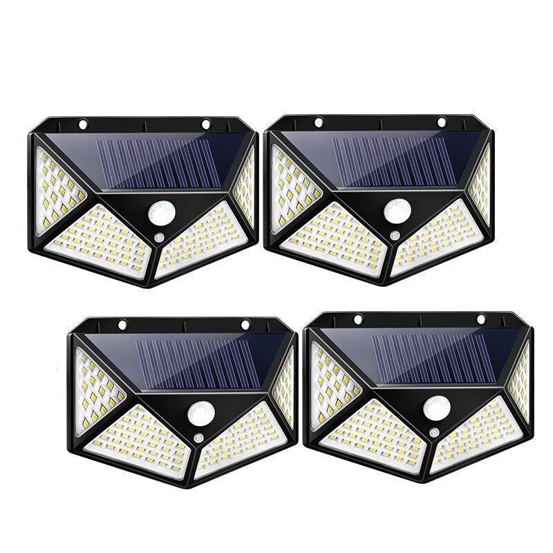 Lampa solara LED cu 4 cadrane 100 leduri senzor de miscare si lumina unghi larg 270 gr