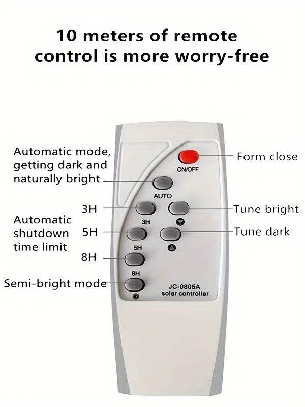 Lampă solară stradală de mare putere - control la distanță, temporizare, baterie mare și reflector puternic, rezistentă și durabilă