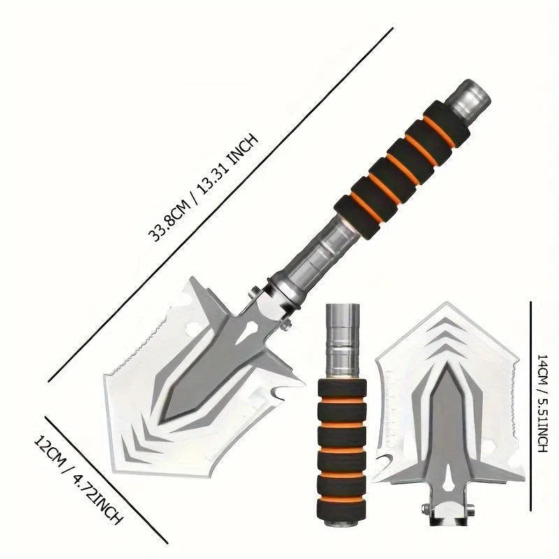 Lopată pliabilă din oțel inoxidabil, ușoară și portabilă - ideală pentru camping, drumeții și situații de urgență