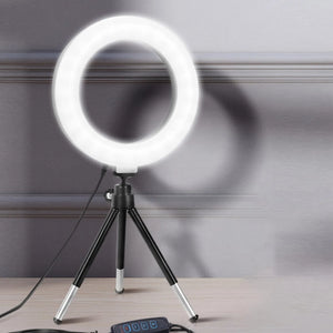 Lumină Ring Light Rotativă 360° – Ideală pentru Transmisii Live, Machiaj și Lampa de Masă, Alimentată prin USB cu Trepied Extensibil