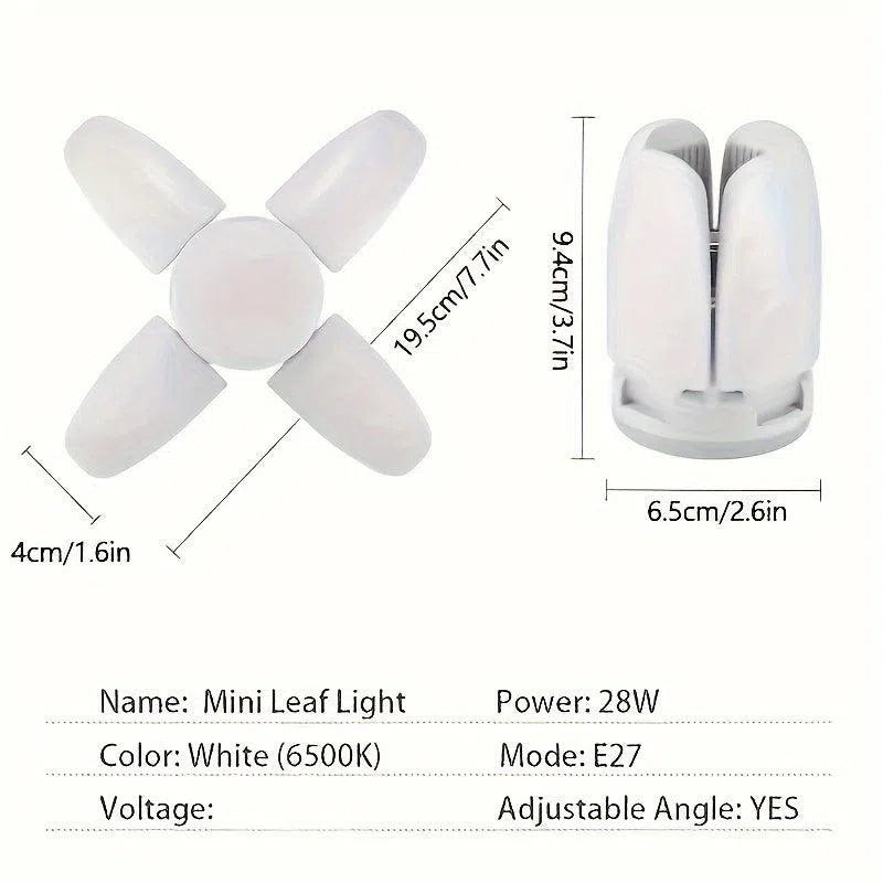 Lumină de tavan LED flexibilă cu palete de ventilator - Bec E27 pliabil, economisitor de energie