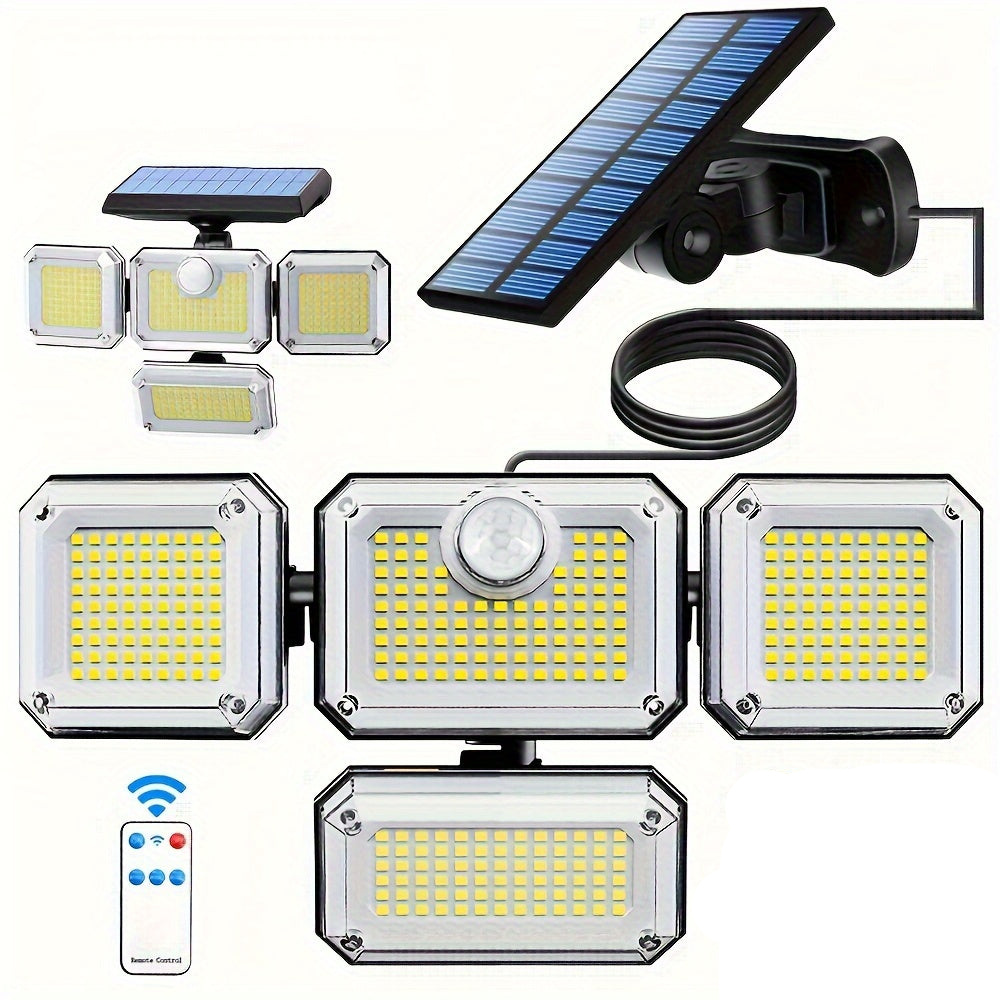 Lumină solară de exterior 200W cu 333 LED-uri, senzor de mișcare și telecomandă