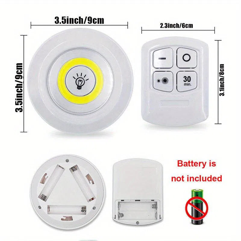 Lumini LED Inteligente fără Fir cu Telecomandă pentru Șifonier și Bucătărie - Set de 1/3/6 Lămpi COB