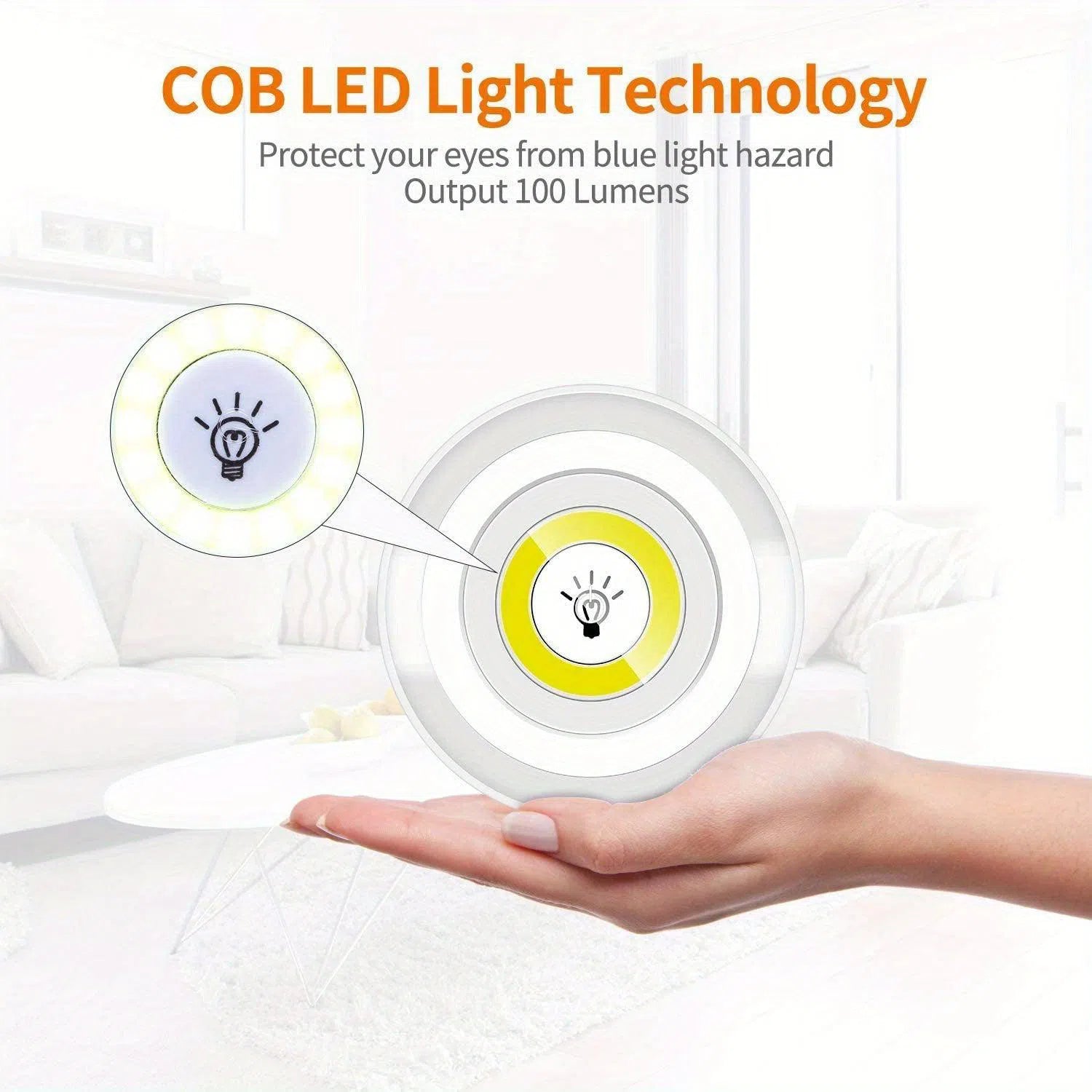 Lumini LED Inteligente fără Fir cu Telecomandă pentru Șifonier și Bucătărie - Set de 1/3/6 Lămpi COB