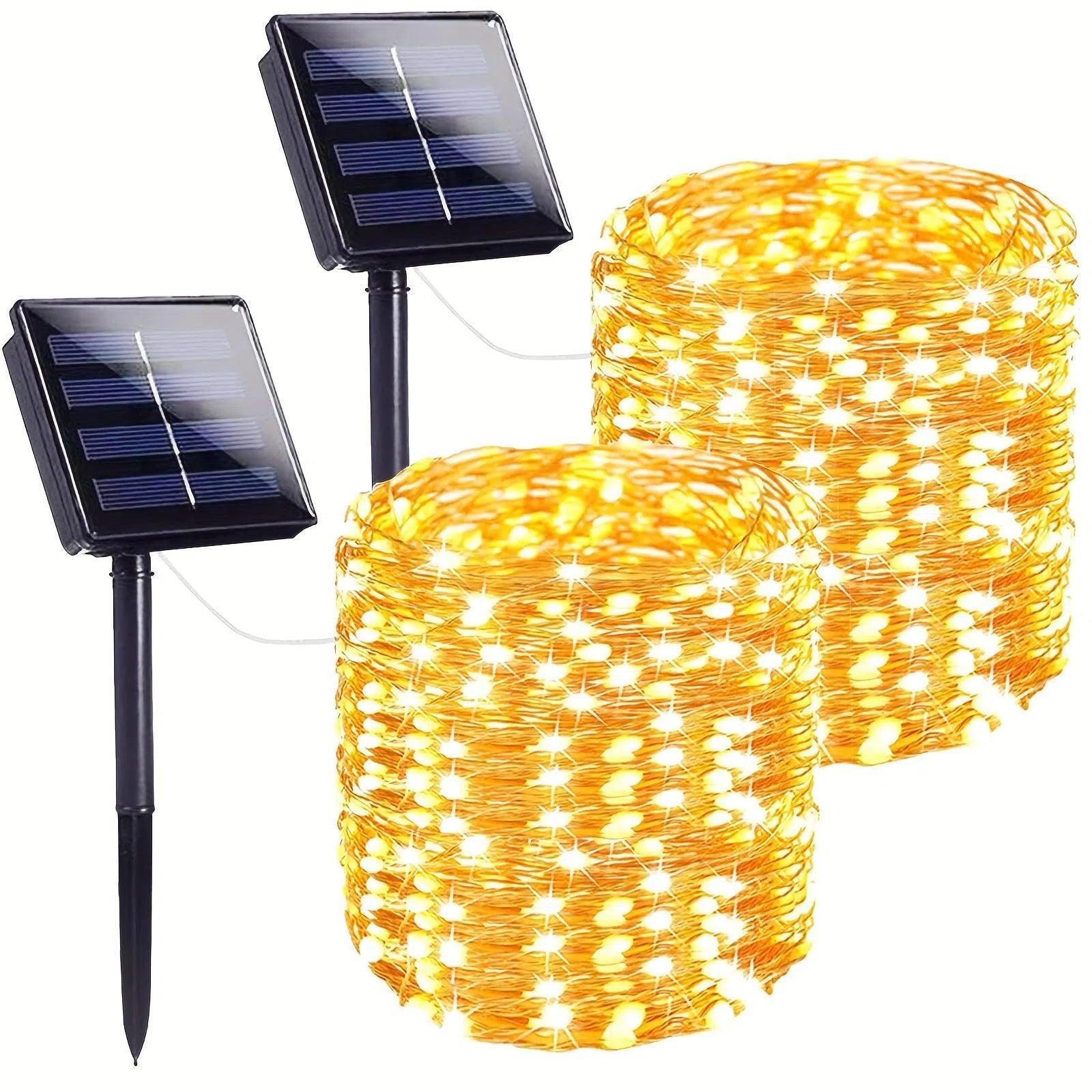 Lumini solare de poveste pentru exterior, 10 metri, 100 LED-uri, 8 moduri de iluminare