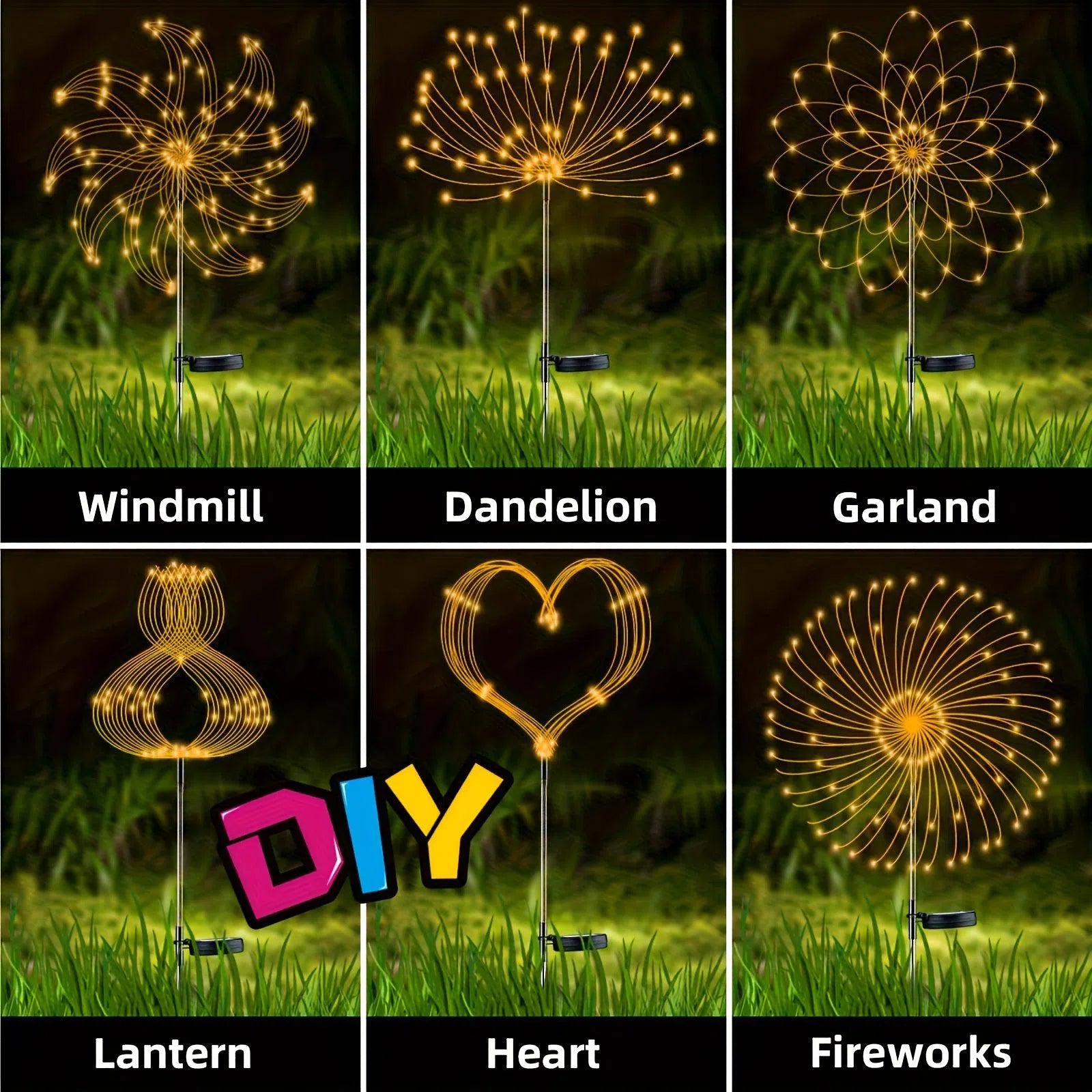 Luminile Solare de Grădină Firework 300LED – Rezistente la Apă, 200/60 LED-uri pentru Exterior