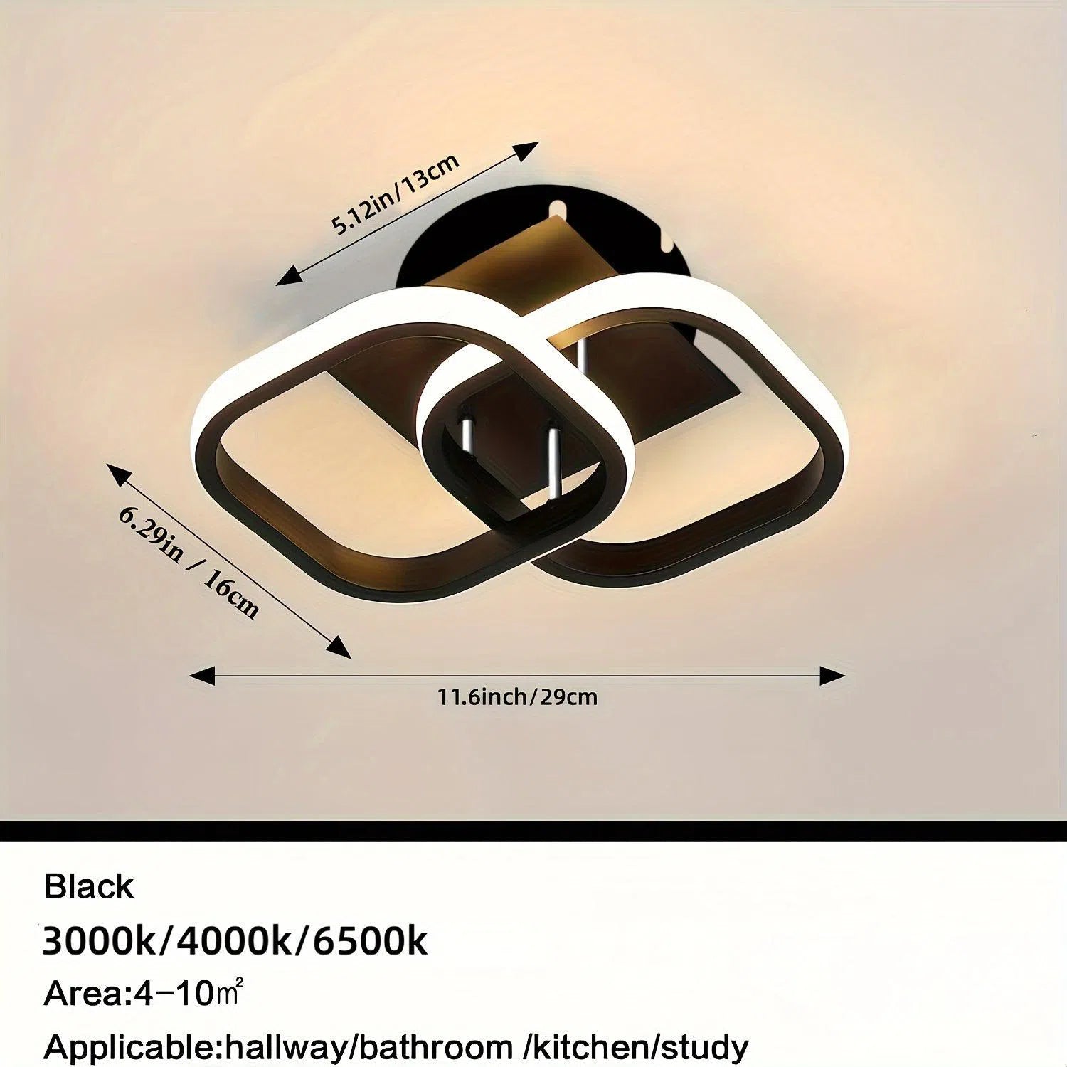 Lustră modernă cu LED-uri, design rectangular, temperatură de culoare ajustabilă 3000-6000K