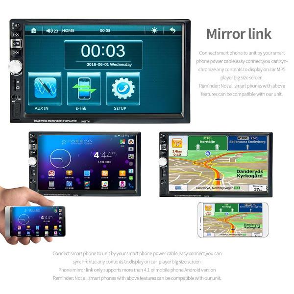 MP5 Player Auto 7 Inch cu Touchscreen, Mirrorlink și Bluetooth