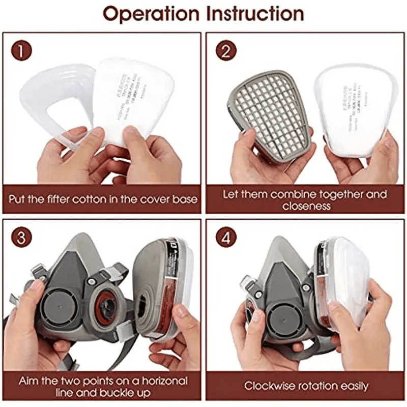 Mască de Gaz cu Filtre, Protecție pentru Vopsit, Vapori Organici, Sudare și Prelucrarea Lemnului