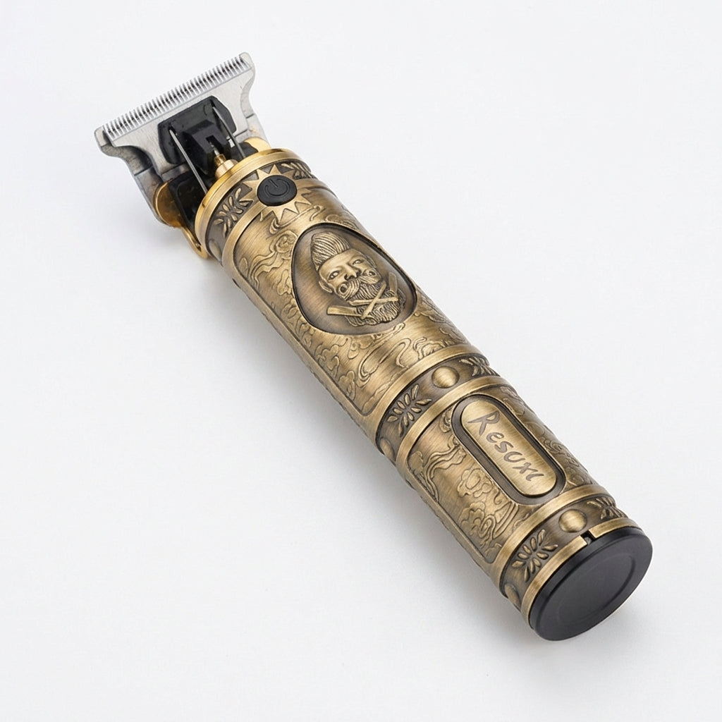 Mașină de Tuns și Contur SHINON, Wireless, Lame T-Blade Oțel Inoxidabil, Autonomie 120 min, Design Vintage Gold