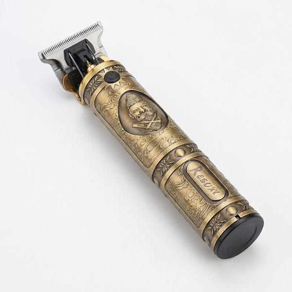 Mașină de Tuns și Contur SHINON, Wireless, Lame T-Blade Oțel Inoxidabil, Autonomie 120 min, Design Vintage Gold