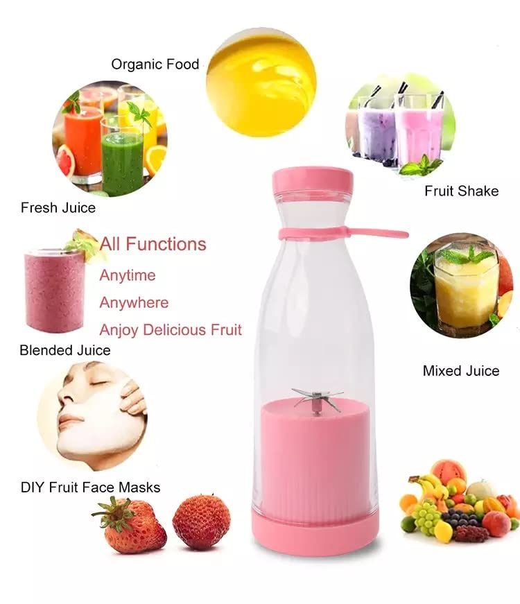 Mini Blender Portabil 420ml cu 6 Lame din Oțel Inoxidabil