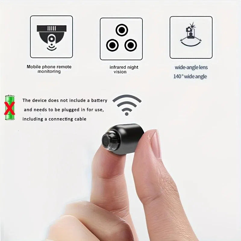 Mini Cameră IP Wireless 2.4 GHz cu Unghi Larg de 140°, Compatibilă cu Android